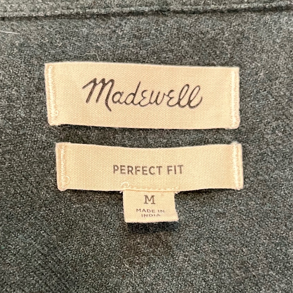 Madewell Perfect Fit Flannel Shirt Dark Green Men’s M Soft Cotton - Picture 8 of 9